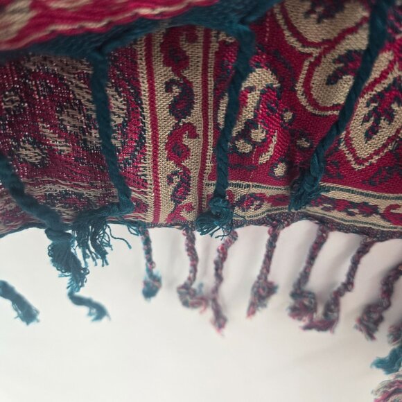 Time For Me Turquoise Brocade Kimono Boho Cardigan Fringe Size XL - Picture 12 of 12